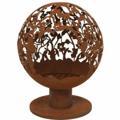 Brasero|#N/A Cheminée brasero extérieur (D50 x H63 cm) Ajourée Rouille