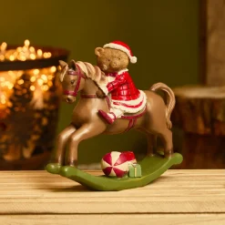 Déco Et Objet De Noël|KAEMINGK Cheval à Bascule (H20 cm) Petite ours de Noël Marron