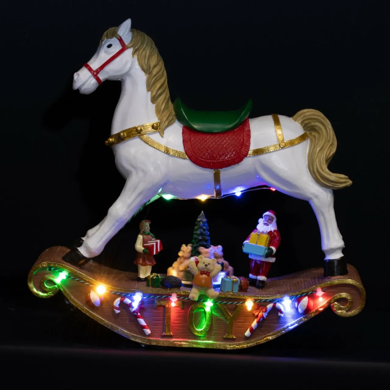 Déco Et Objet De Noël|Déco Et Objet Lumineux|KAEMINGK Cheval à bascule lumineux à piles 14 LED (H27 cm) Magie Multicolore