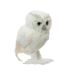 Père Noël, Animaux Et Personnage|KAEMINGK Chouette de Noël à poser (H15 cm) Merveille irisé Blanc