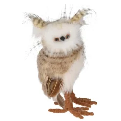 Père Noël, Animaux Et Personnage|KOOPMAN Chouette de Noël à poser (H18 cm) Hector doux plumage Beige