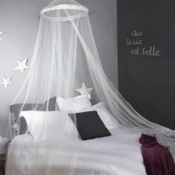 Objet Déco Enfant|Atmosphera createur d'interieur for kids Ciel de lit moustiquaire enfant (60 x 250 cm) Alessia Blanc