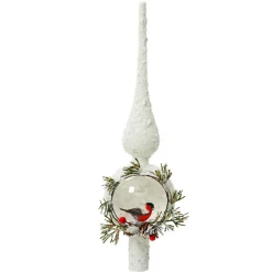 Cimier De Sapin|KAEMINGK Cimier de sapin en verre Moineau sauvage enneigé Blanc