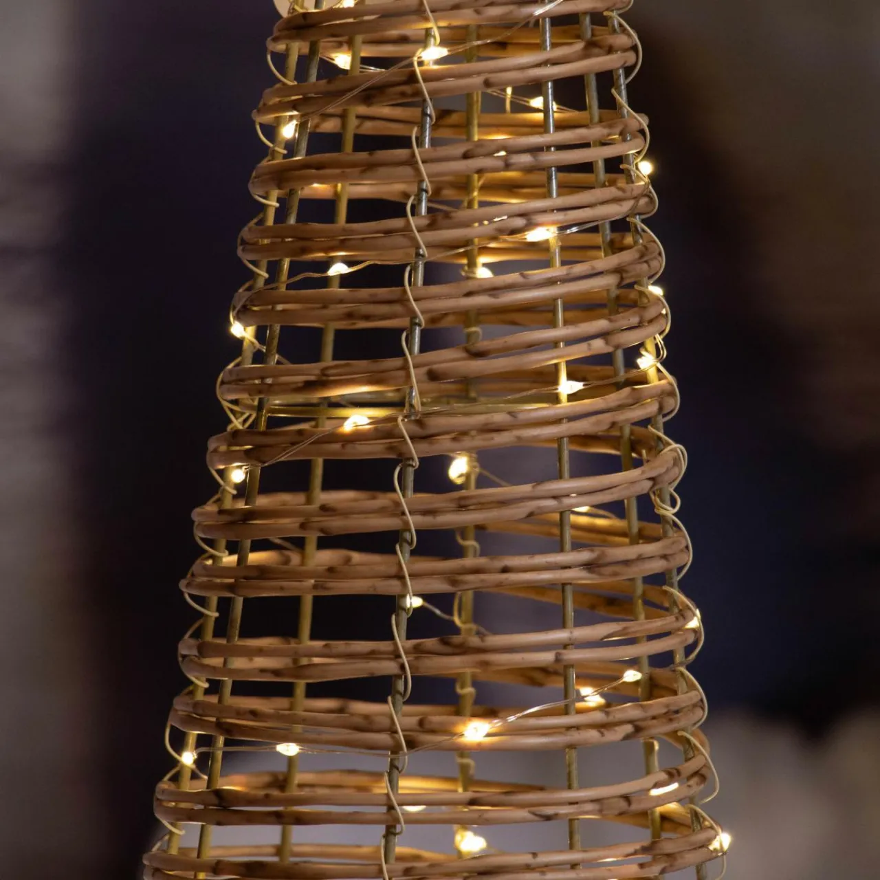 Déco Et Objet De Noël|Déco Et Objet Lumineux|KAEMINGK Cône lumineux 160 Micro LED (H90 cm) Résine tressée Naturel/Blanc chaud