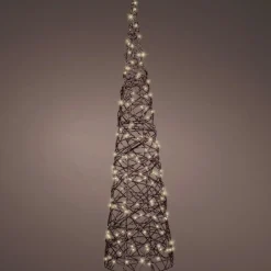 Déco Et Objet De Noël|Déco Et Objet Lumineux|KAEMINGK Cône lumineux 160 Micro LED (H90 cm) Résine tressée Brun/Blanc chaud Marron