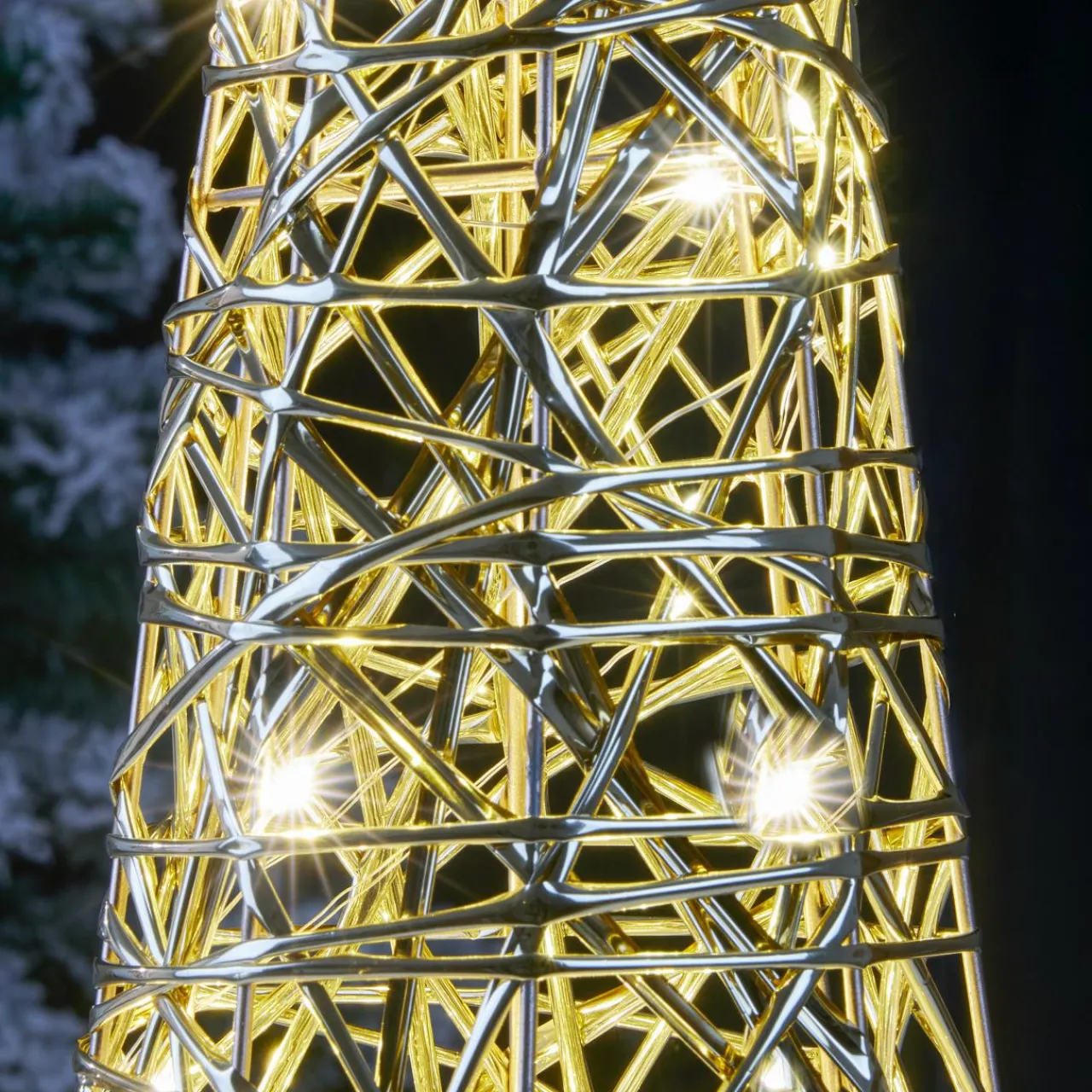 Déco Et Objet Lumineux|KOOPMAN Cône lumineux sur piles 30 micro LED (H60 cm) Éclats Blanc chaud Blanc Chaud doré