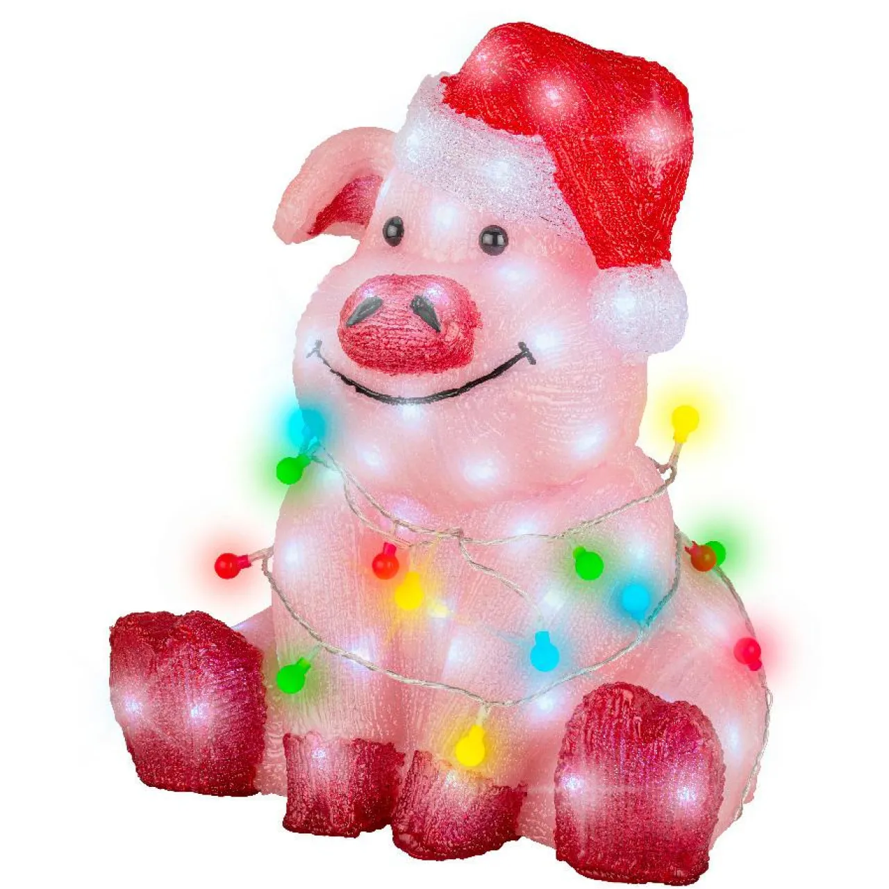 Père Noël, Animaux Et Personnage|Déco Et Objet Lumineux|EMINZA Cochon lumineux 100 LED (H41 cm) Baby Gaston Multicolore