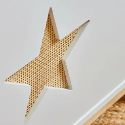 Petit Meuble Enfant|EMINZA Coffre à jouet avec couvercle enfant bois (H51 cm) Stars Blanc