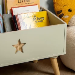 Petit Meuble Enfant|EMINZA Coffre à jouet ou enfant bois (H44 cm) Stars Vert