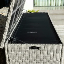 Coffre De Rangement|MOBELLIA Coffre de rangement extérieur en résine tressée Calvi Gris