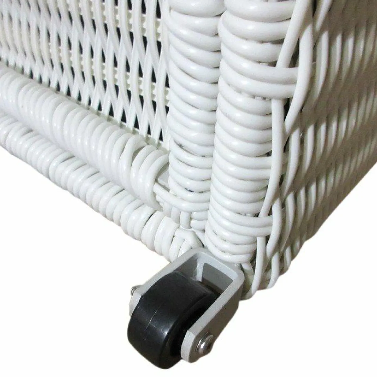 Coffre De Rangement|MOBELLIA Coffre de rangement extérieur en résine tressée Calvi Blanc