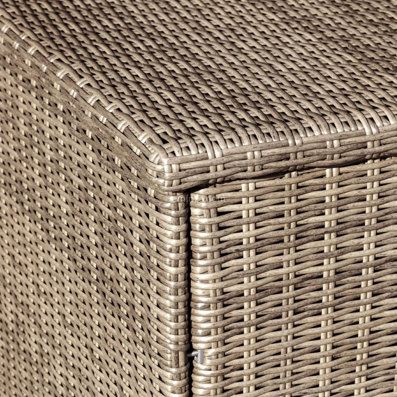 Coffre De Rangement|MOBELLIA Coffre de rangement extérieur en résine tressée Calvi Sepia Sépia