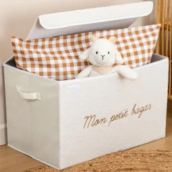Rangement Enfant|Atmosphera cru017dateur d'intu017drieur for kids Coffre de rangement pliable enfant bouclette (36 x 57 cm) Yuma Blanc