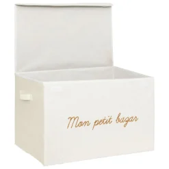 Rangement Enfant|Atmosphera cru017dateur d'intu017drieur for kids Coffre de rangement pliable enfant bouclette (36 x 57 cm) Yuma Blanc