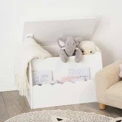 Petit Meuble Enfant|Atmosphera createur d'interieur for kids Coffre enfant bois (H38 cm) Evan Blanc