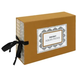 Objet Déco|Atmosphera, cru017dateur d'intu017drieur Coffret 2 albums photos (H16,7 cm) Paloma Gris et moutarde Jaune