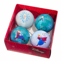 Déco De Noël Disney|Boule De Noël|CHRISTMAS INSPIRATIONS Coffret de 4 boules de Noël (D75 mm) DIsney la Reine des Neiges Bleu