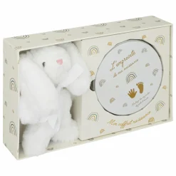 Jouet, Cadeau De Naissance|Atmosphera createur d'interieur for kids Coffret empreinte et peluche lapin Blanc