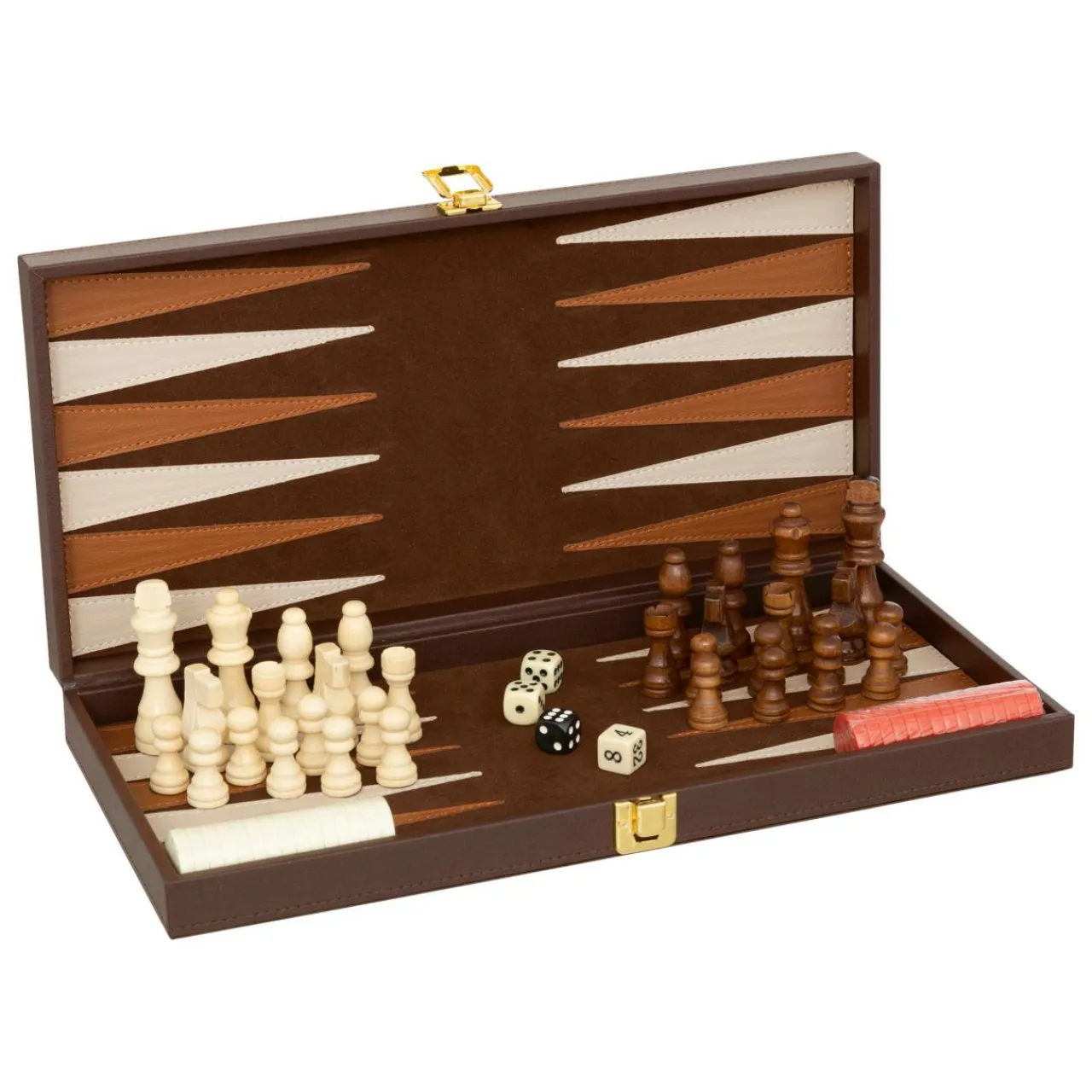 Objet Déco|Atmosphera, cru017dateur d'intu017drieur Coffret jeux Backgammon / Echec bois (40 cm) Jule Marron