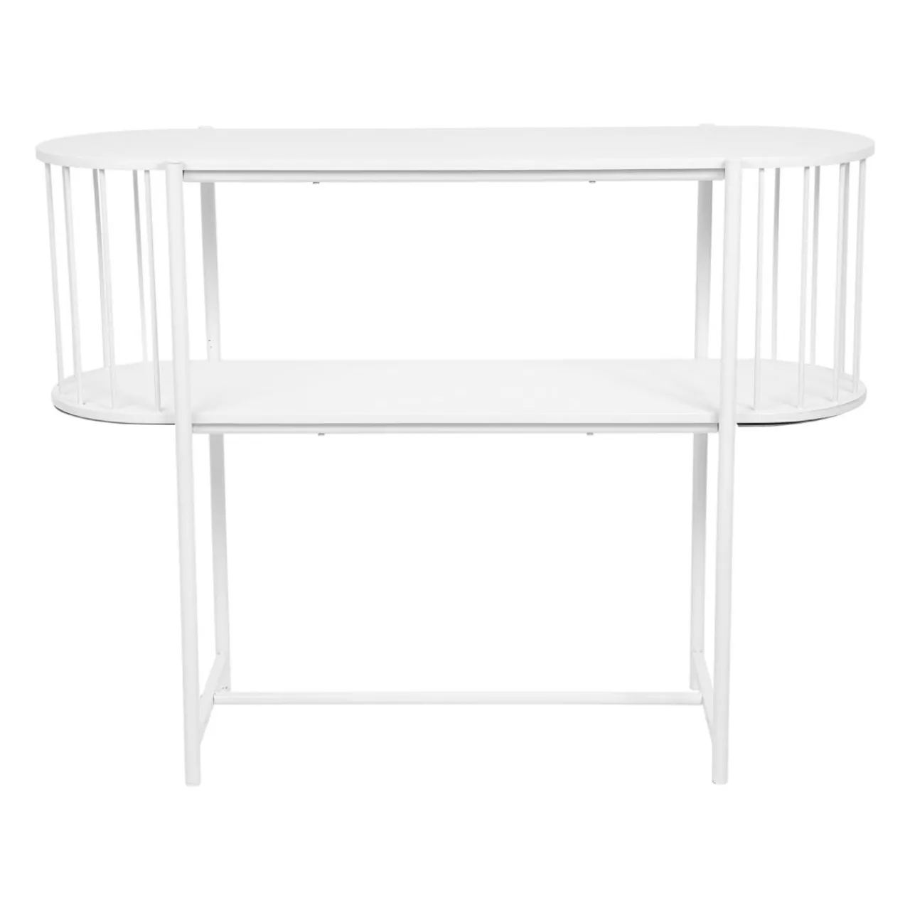 Rangement D'Entrée|Etagère, Meuble Modulable|OSTARIA Console bois et métal 2 niveaux (H75 cm) Octave he Blanc