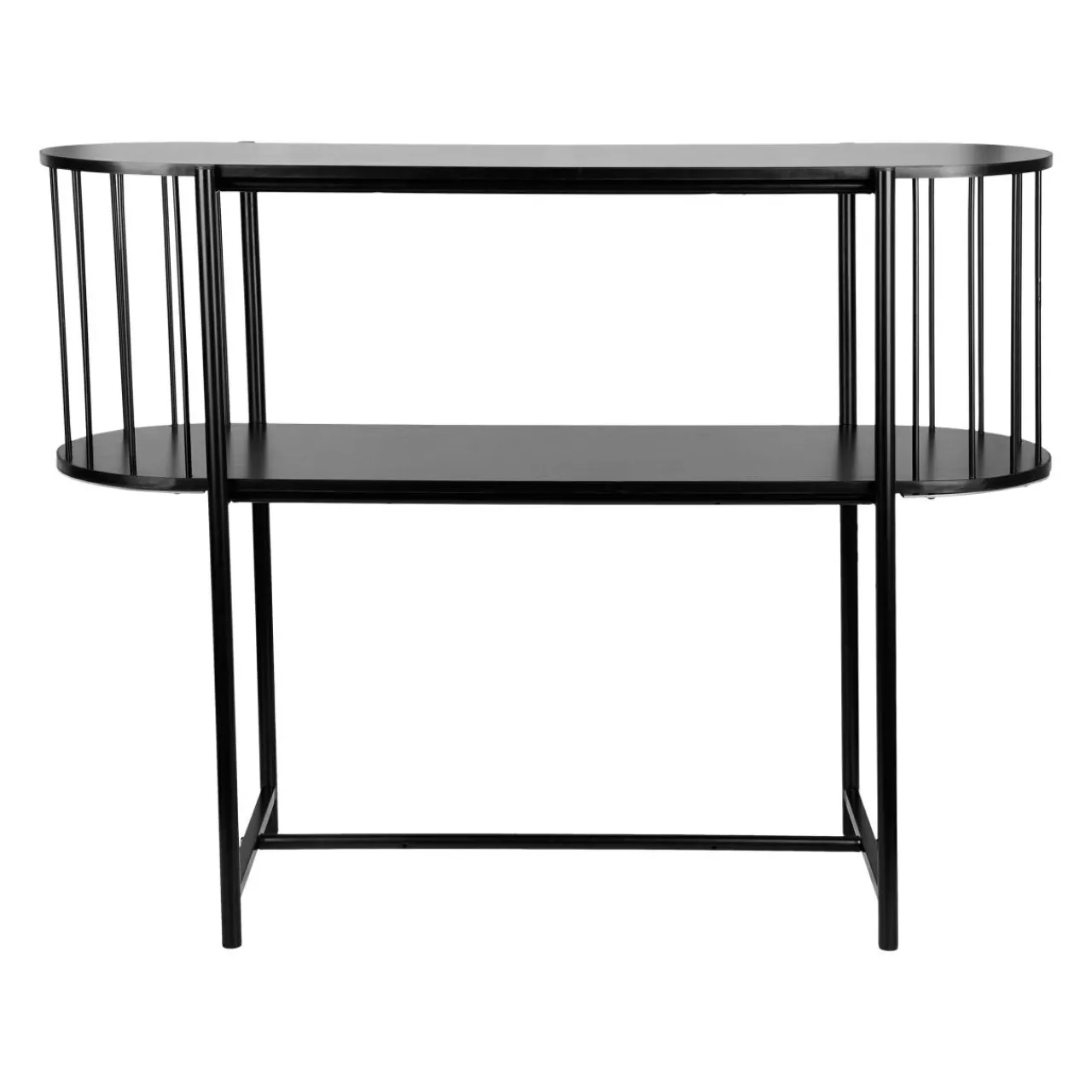 Rangement D'Entrée|Etagère, Meuble Modulable|OSTARIA Console bois et métal 2 niveaux (H75 cm) Octave e Noir