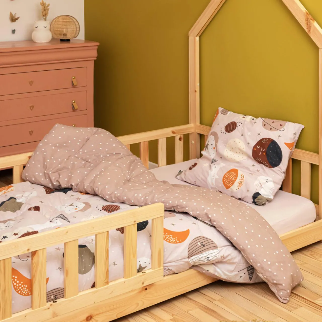 Linge De Lit Enfant|Linge De Lit Enfant|L'effet papillon Couette imprimée enfant coton et deux taies d'oreiller (240 x 220 cm) Sky Dream Rose