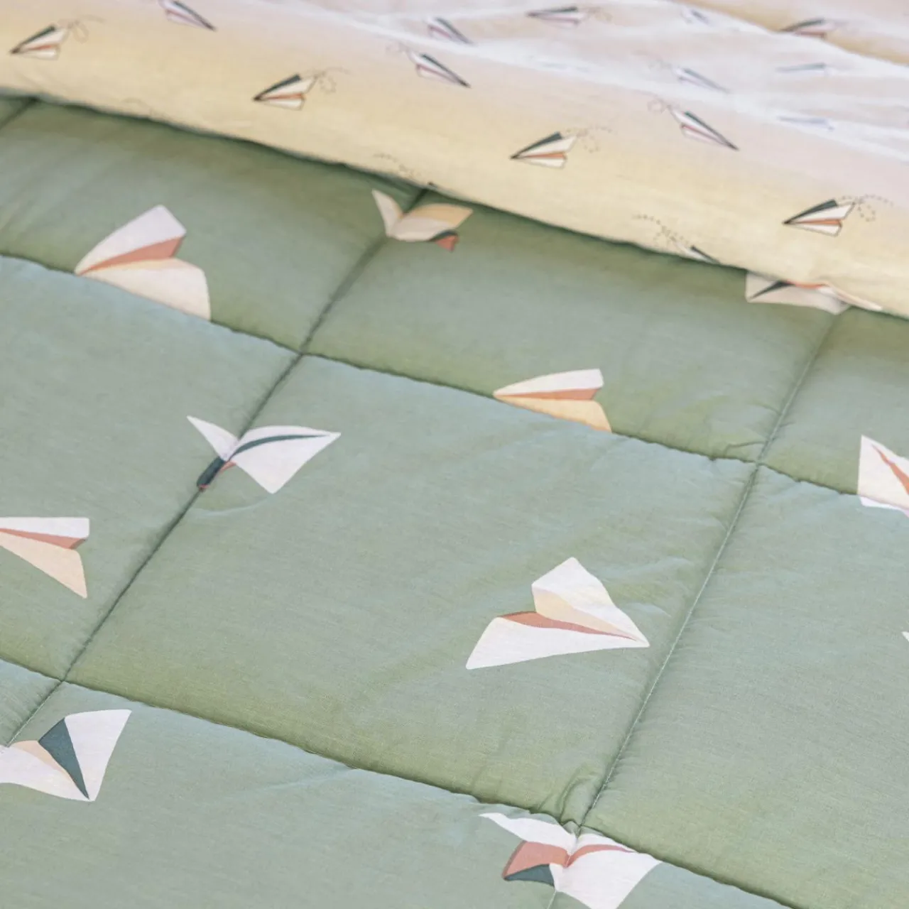 Linge De Lit Enfant|Linge De Lit Enfant|L'EFFET PAPILLON Couette imprimée enfant et une taie d'oreiller (140 x 200 cm) Petits papiers e Vert