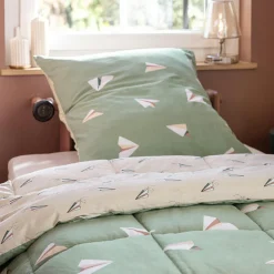 Linge De Lit Enfant|Linge De Lit Enfant|L'EFFET PAPILLON Couette imprimée enfant et une taie d'oreiller (140 x 200 cm) Petits papiers e Vert