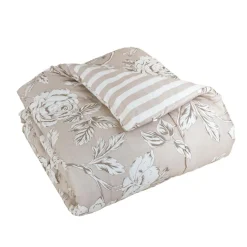 Couette, Oreiller, Traversin|EMINZA Couette imprimée et deux taies d'oreiller coton (200 x 200 cm) Lara Beige