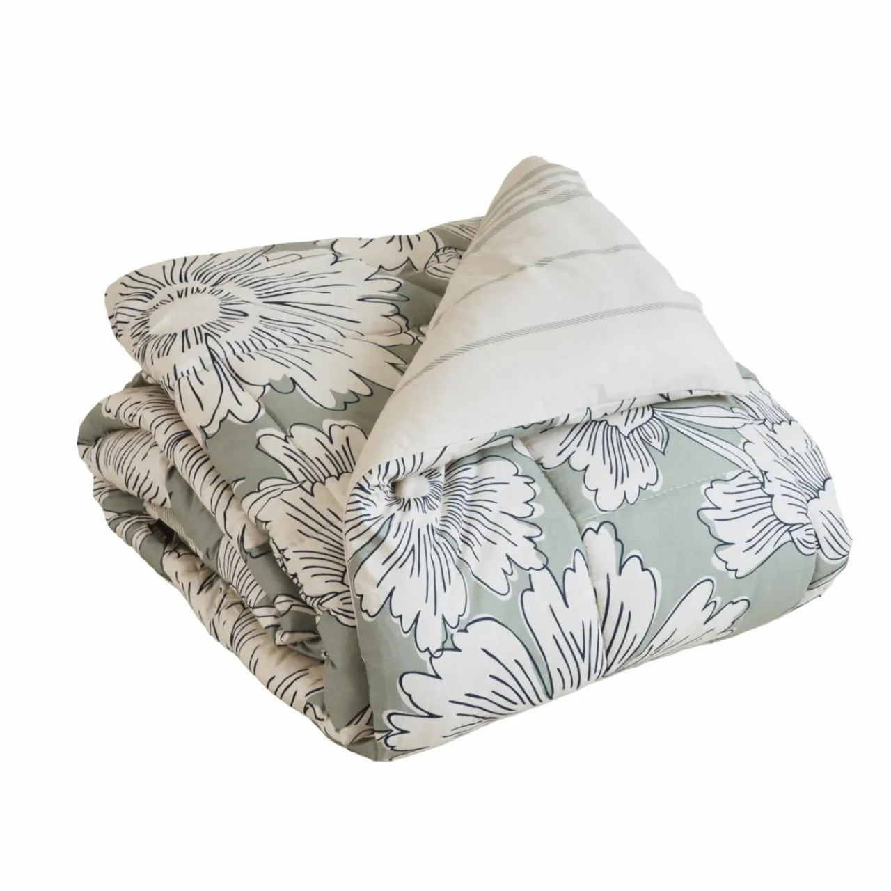 Couette, Oreiller, Traversin|EMINZA Couette imprimée et une taie d'oreiller coton (140 x 200 cm) Lara Vert