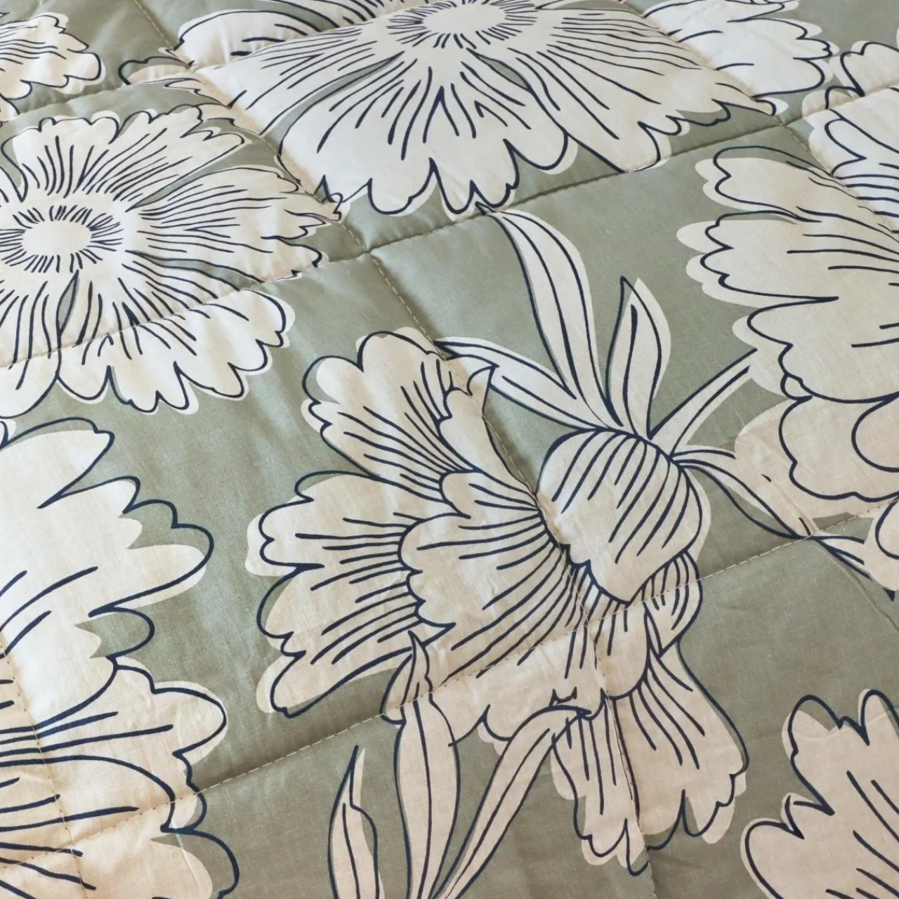 Couette, Oreiller, Traversin|EMINZA Couette imprimée et une taie d'oreiller coton (140 x 200 cm) Lara Vert