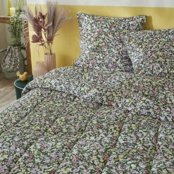 Couette, Oreiller, Traversin|L'EFFET PAPILLON Couette imprimée tempérée (140 x 200 cm) et une taie coton Myosotis Multicolore