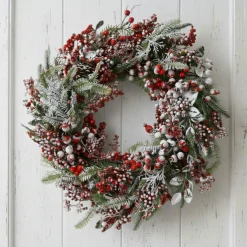 Couronne De Noël|KAEMINGK Couronne de Noël Baies (D60 cm) givrée Rouge