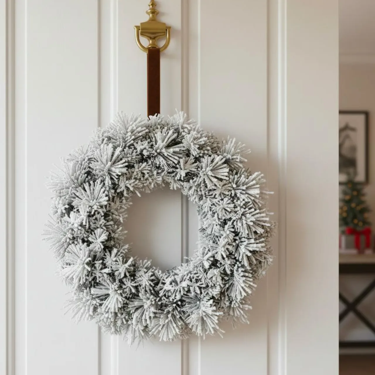 Couronne De Noël|EMINZA Couronne de Noël (D50 cm) Edmonton Vert enneigé Sapin enneigé