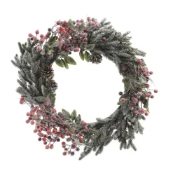 Couronne De Noël|KAEMINGK Couronne de Noël (D40 cm) Epinea Vert enneigé Rouge
