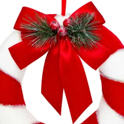 Couronne De Noël|JJA Couronne de Noël (D23 cm) Festive rayée et blanc Rouge