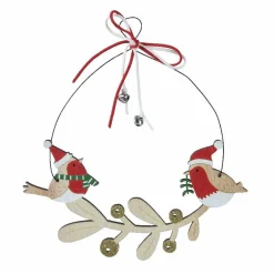 Couronne De Noël|KAEMINGK Couronne de Noël déco (D22 cm) Oiseaux enchantés Rouge
