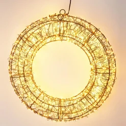 Couronne De Noël|Déco Et Objet Lumineux|KOOPMAN Couronne de Noël lumineuse 500 micro LED (D38 cm) Star Light et blanc chaud Noir