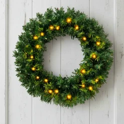 Couronne De Noël|EMINZA Couronne de Noël lumineuse (D60 cm) Royal Vert et blanc chaud Sapin vert lumineux