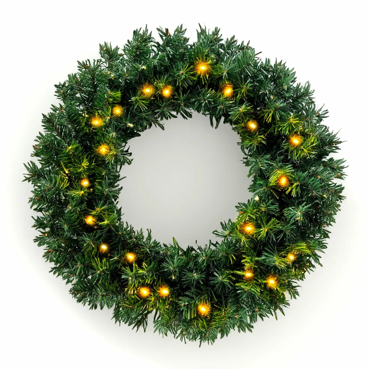 Couronne De Noël|EMINZA Couronne de Noël lumineuse (D60 cm) Royal Vert et blanc chaud Sapin vert lumineux