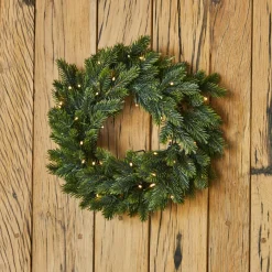 Couronne De Noël|EMINZA Couronne de Noël lumineuse (D50 cm) Glorious Vert et blanc chaud Sapin vert lumineux