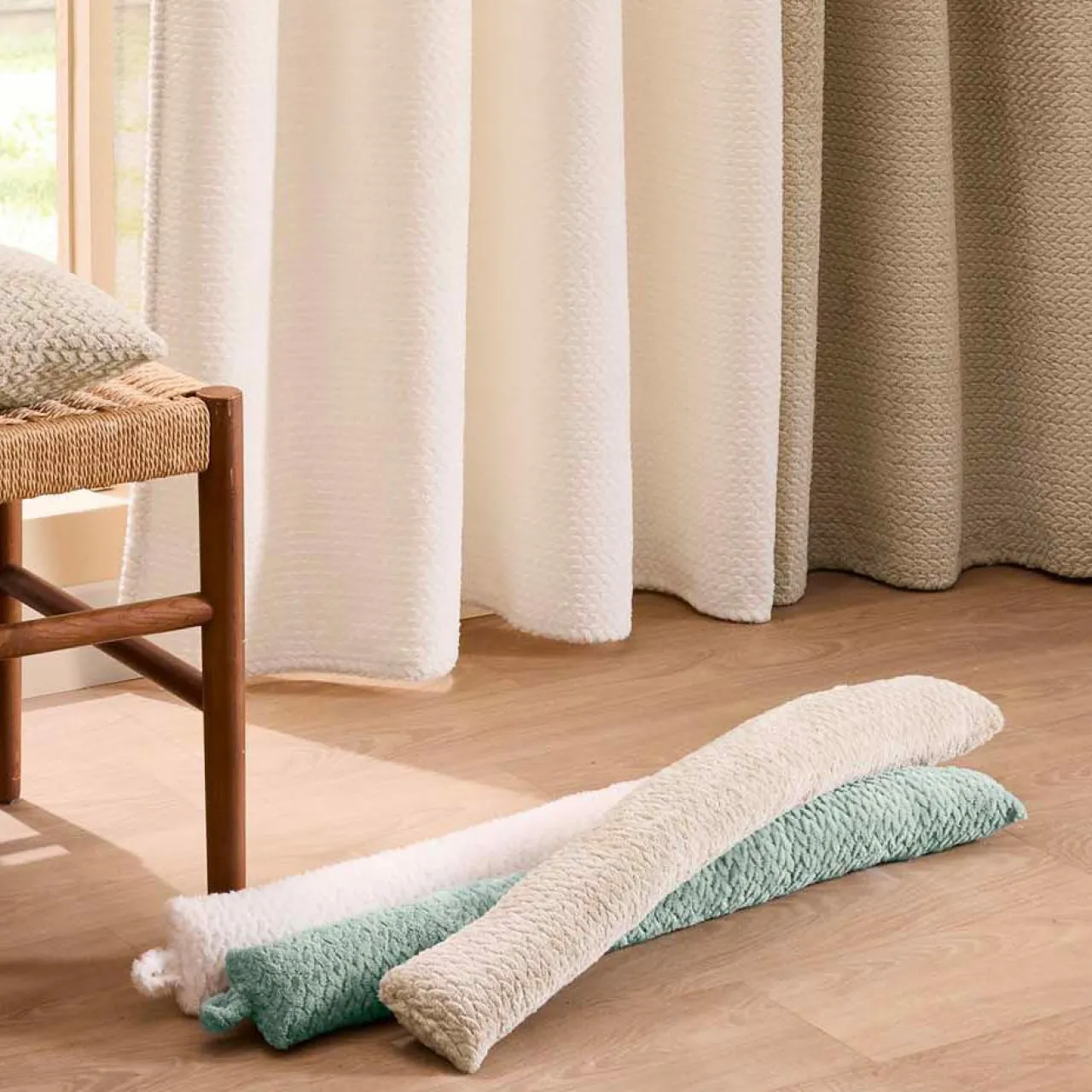 Coussin Bas, Bloc Porte|douceur d'intu017drieur Coussin bas de porte flanelle (80 x 10 cm) Flanela Vert kaki