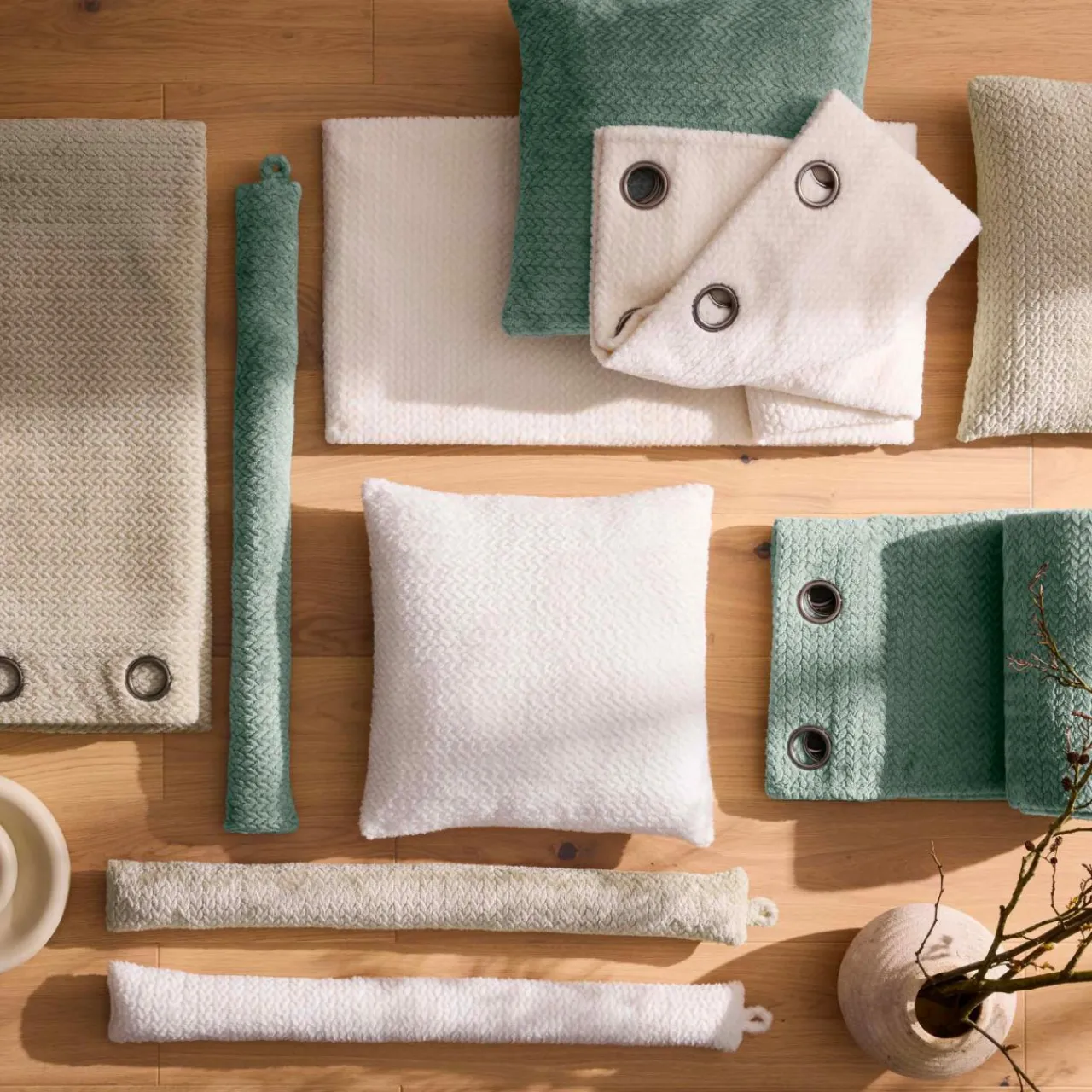 Coussin Bas, Bloc Porte|douceur d'intu017drieur Coussin bas de porte flanelle (80 x 10 cm) Flanela Ecru