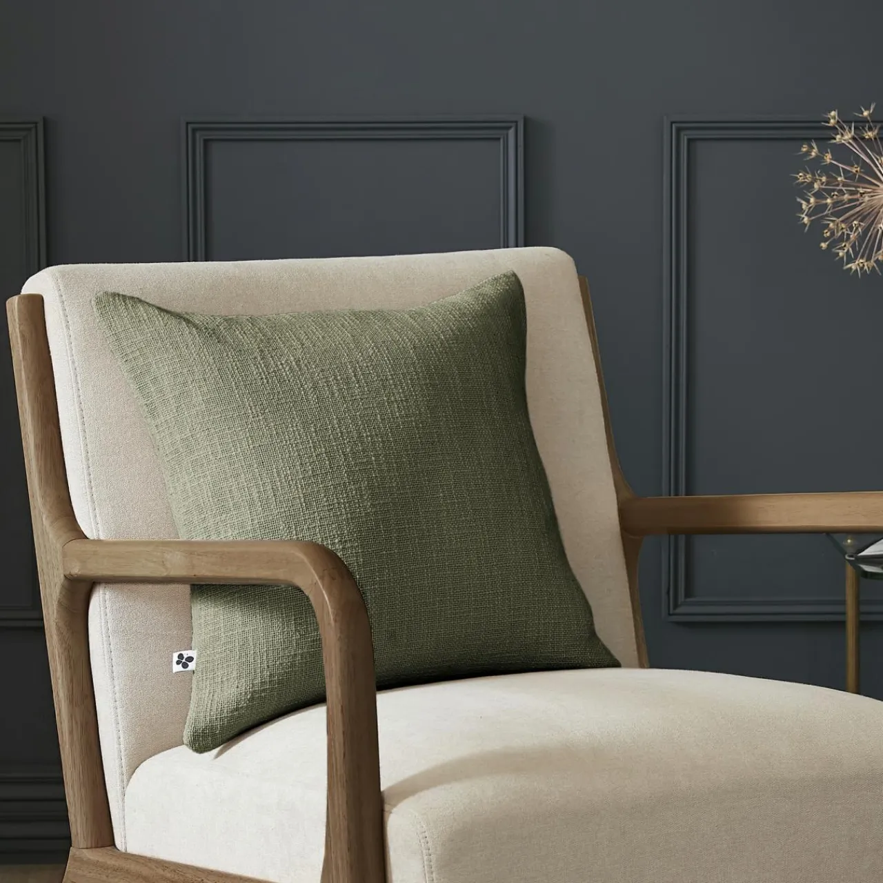 Coussin Et Housse|L'EFFET PAPILLON Coussin carré coton (45 x 45 cm) Sixtine Vert romarin