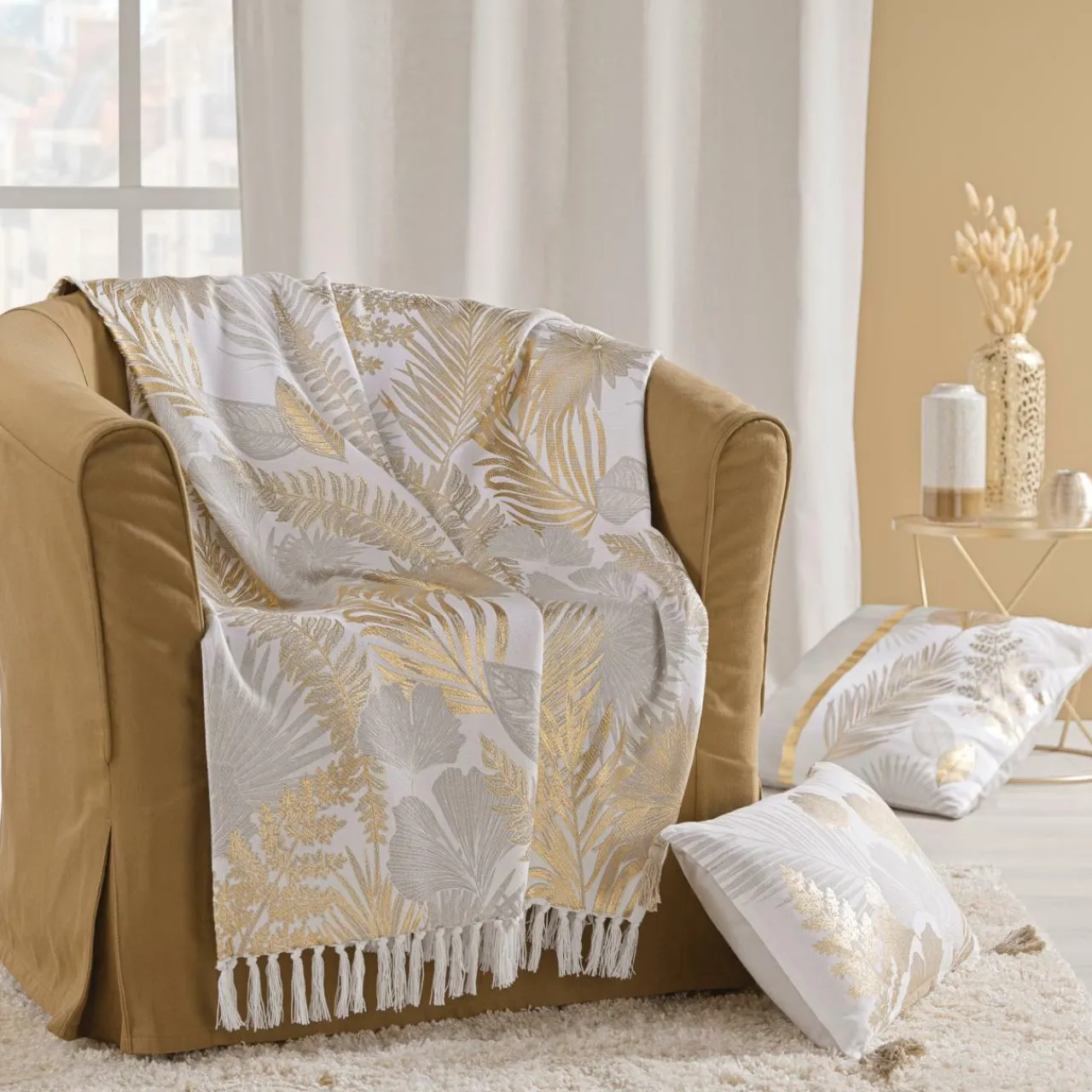 Coussin Et Housse|douceur d'intu017drieur Coussin carré coton (50 x 50 cm) Melisse Or