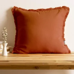 Coussin Et Housse|EMINZA Coussin carré coton (45 x 45 cm) Pixel franges Terracotta