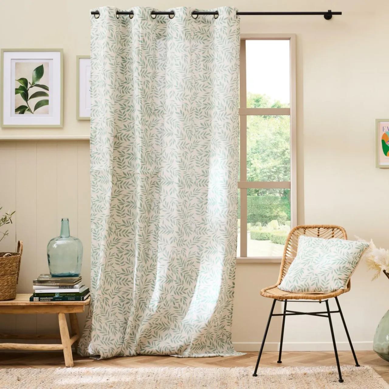 Coussin Et Housse|douceur d'intu017drieur Coussin carré coton (45 x 45 cm) Naya Vert sauge