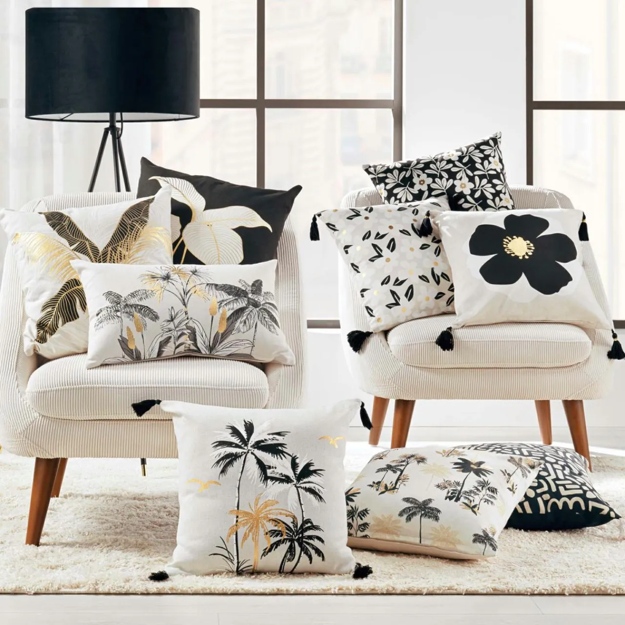 Coussin Et Housse|DOUCEUR D'INTERIEUR Coussin carré coton (45 x 45 cm) Aileen Ecru