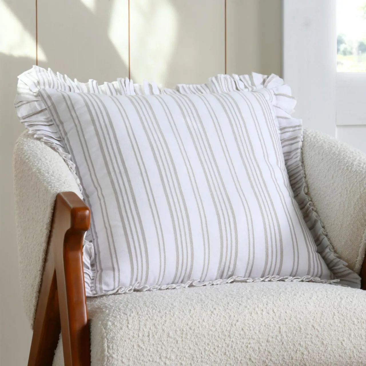 Coussin Et Housse|STOF Coussin carré coton (50 x 50 cm) Joséphine Ecru