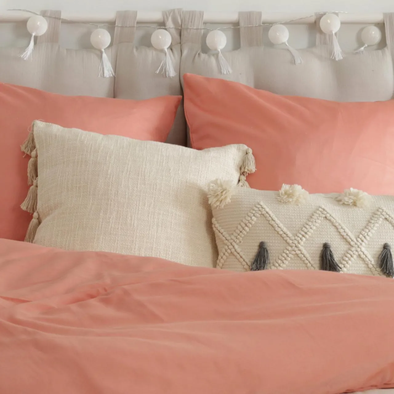 Coussin Et Housse|ATMOSPHERA Coussin carré coton (50 x 50 cm) Gypsy Ivoire Beige